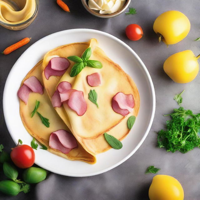 A vibrant and engaging ebook cover for a savory crepe recipe book