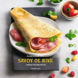 A vibrant and engaging ebook cover for a savory crepe recipe book