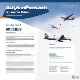 Create a cover for an aviation research paper in A-4 vertical format