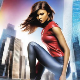 Create a movie poster for a fictional film titled 'Mirror's Edge' featuring the actress Zendaya