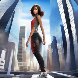 Create a movie poster for a fictional film titled 'Mirror's Edge' featuring the actress Zendaya