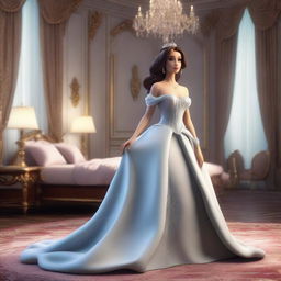 A 3D render of a beautiful princess in a seductive and stylish pose, inspired by the iconic Disney style