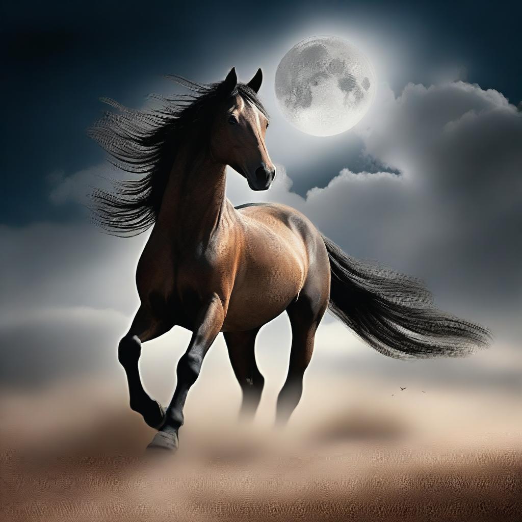 Create an image inspired by a poem about a wandering spirit with the soul of a free stallion