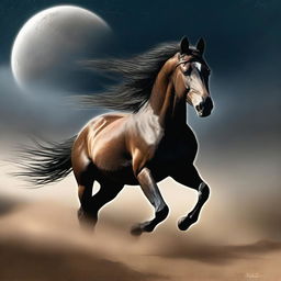 Create an image inspired by a poem about a wandering spirit with the soul of a free stallion