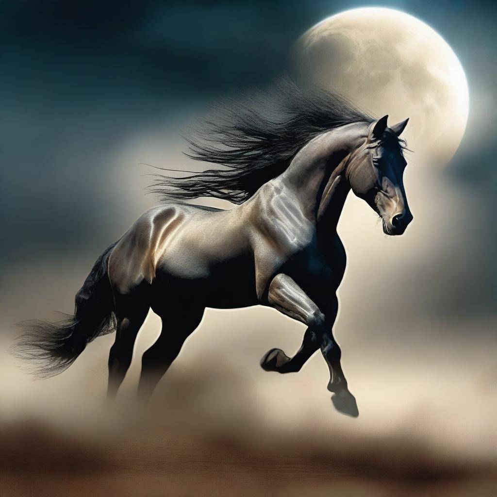 Create an image inspired by a poem about a wandering spirit with the soul of a free stallion