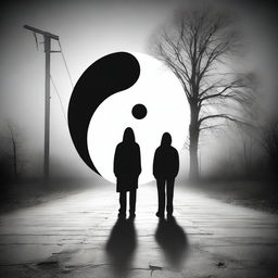 Create an image inspired by a poem about a search for a hidden presence, symbolizing a yin-yang relationship