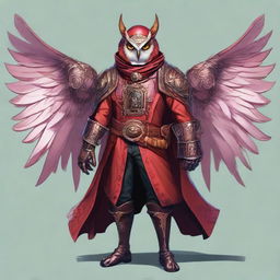 A detailed illustration of an Owlin rouge artificer with wings