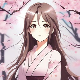 A lovely woman with long flowing hair, expressive eyes, and a gentle smile, depicted in a beautiful anime style