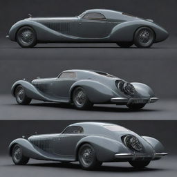 Luxury cars conceived in a dieselpunk theme, combining elements of retro-futurism and Art Deco elegance with gritty mechanical details and diesel-powered engines.