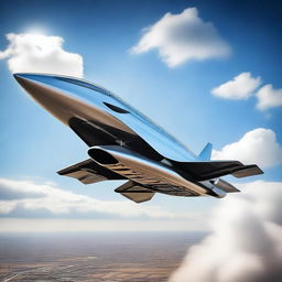 A high-tech vertical lift-off vehicle equipped with four powerful jet engines