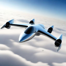 A state-of-the-art VTOL jet designed with four powerful jet engines, one positioned at each corner