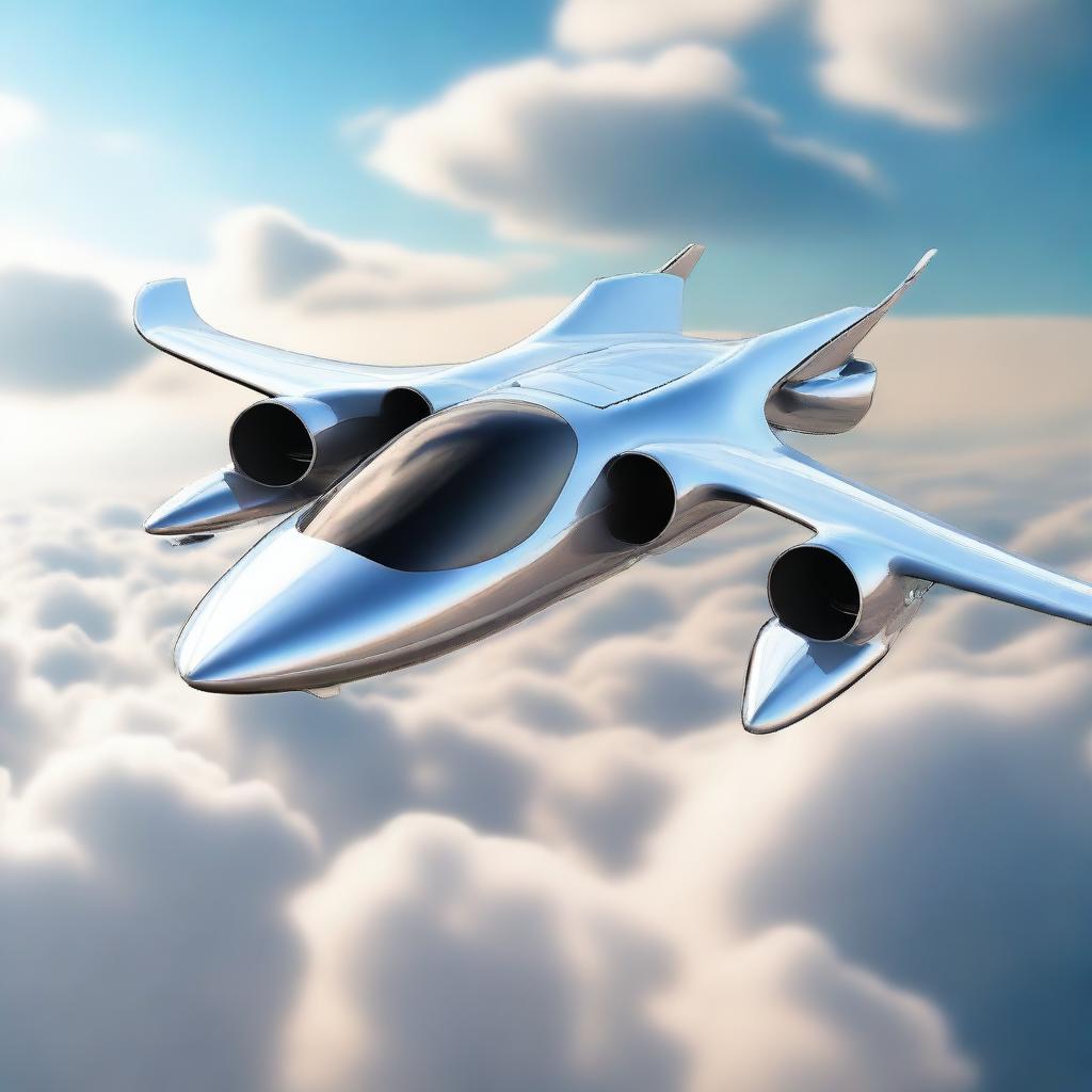 A futuristic VTOL jet designed with two powerful jet engines in the front and two in the back