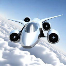 A futuristic VTOL jet designed with two powerful jet engines in the front and two in the back