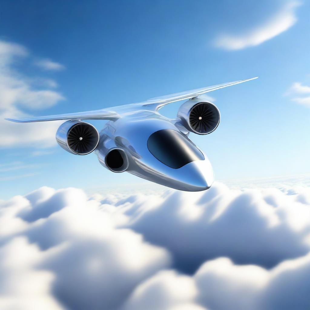 A futuristic VTOL jet designed with two powerful jet engines in the front and two in the back