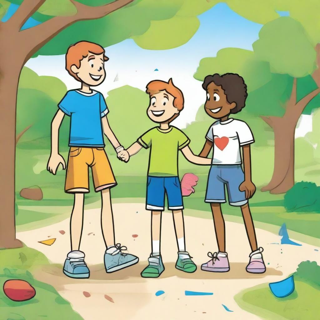 Luke and his friends Mohammad and Michelle were having a great time at the park, playing games in the sunshine