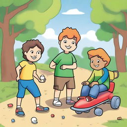 Luke and his friends Mohammad and Michelle were having a great time at the park, playing games in the sunshine