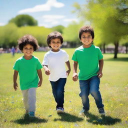 Luke and his friends Mohammad and Michelle were having a great time at the park, playing games in the sunshine