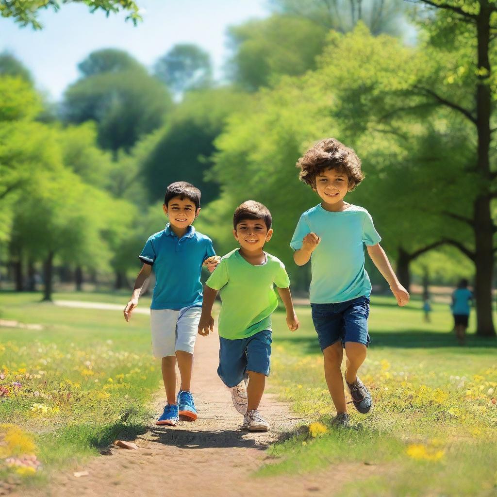 Luke and his friends Mohammad and Michelle were having a great time at the park, playing games in the sunshine