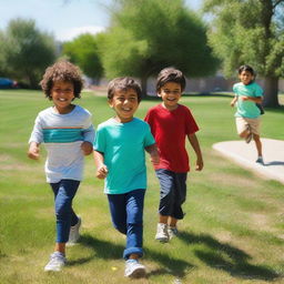 Luke and his friends Mohammad and Michelle were having a great time at the park, playing games in the sunshine