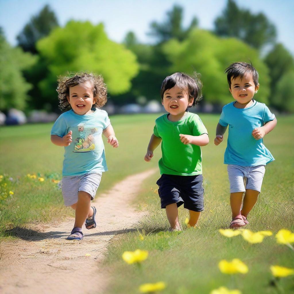 Luke, who is 2 years old, and his friends Mohammad, who is 11, and Michelle, who is 10, were having a great time at the park, playing games in the sunshine