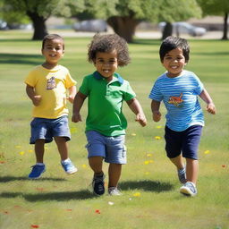 Luke, who is 2 years old, and his friends Mohammad, who is 11, and Michelle, who is 10, were having a great time at the park, playing games in the sunshine