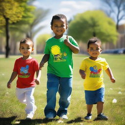 Luke, who is 2 years old, and his friends Mohammad, who is 11, and Michelle, who is 10, were having a great time at the park, playing games in the sunshine