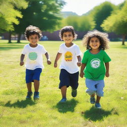 Luke, who is 2 years old, and his friends Mohammad, who is 11 years old, and Michelle, who is 10 years old, were having a great time at the park, playing games in the sunshine