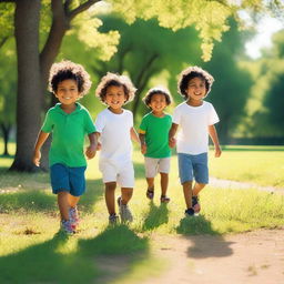 Luke, who is 2 years old, and his friends Mohammad, who is 11 years old, and Michelle, who is 10 years old, were having a great time at the park, playing games in the sunshine