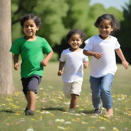 Luke, who is 2 years old, and his friends Mohammad, who is 11 years old, and Michelle, who is 10 years old, were having a great time at the park, playing games in the sunshine