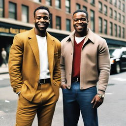 Two black men from the Bronx, New York, dressed in medium class attire