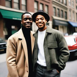 Two black men from the Bronx, New York, dressed in medium class attire