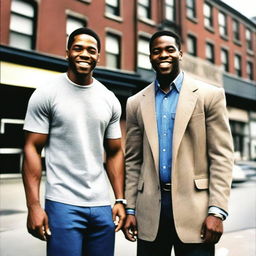 Two black men from the Bronx, New York, dressed in medium class attire