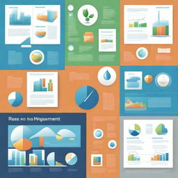 A detailed illustration showing various aspects of resource management, including charts, graphs, and icons representing different resources like water, energy, and materials