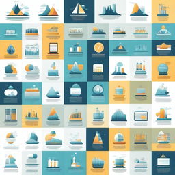 A detailed illustration showing various aspects of resource management, including charts, graphs, and icons representing different resources like water, energy, and materials