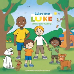 Create a back cover for a book titled 'Luke and His Helpful Friends'