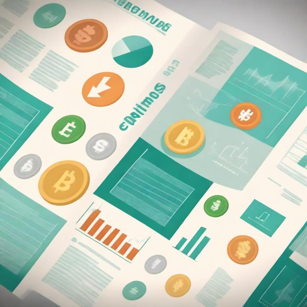 A closeup of an economics textbook cover featuring images of money and economic graphs