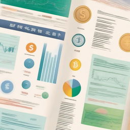 A closeup of an economics textbook cover featuring images of money and economic graphs