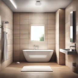 Create a high-quality, hyper-realistic digital art piece depicting a tasteful shower scene