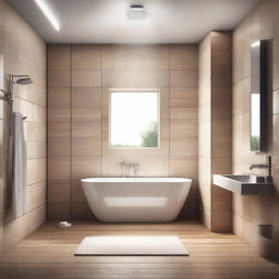 Create a high-quality, hyper-realistic digital art piece depicting a tasteful shower scene