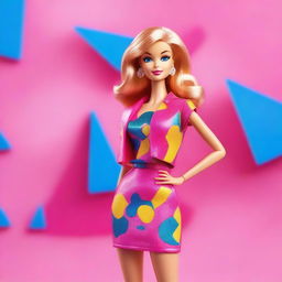 A vibrant and colorful image of Barbie in a stylish outfit, posing confidently with a bright background