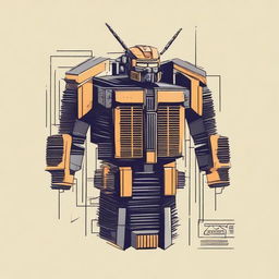 Create a t-shirt design featuring a detailed illustration of a power transformer