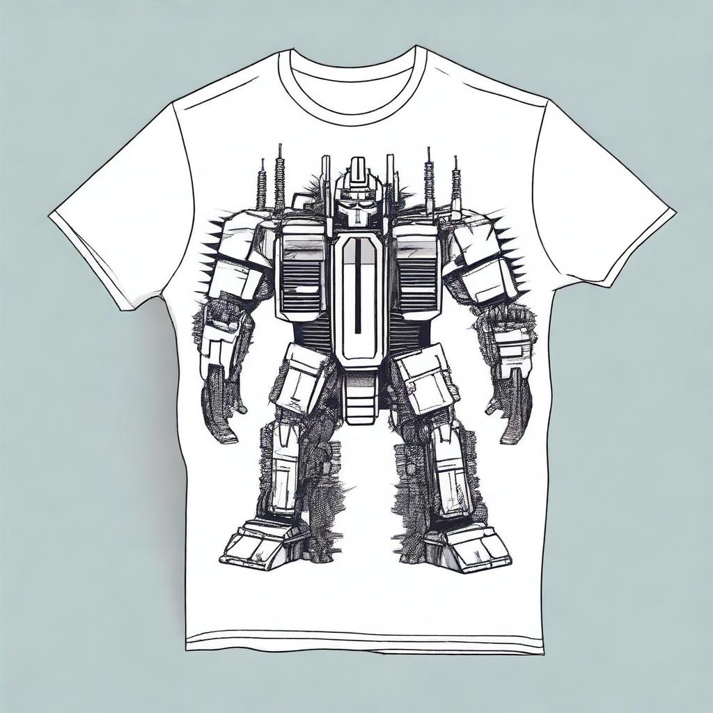 Create a t-shirt design featuring a detailed illustration of a power transformer
