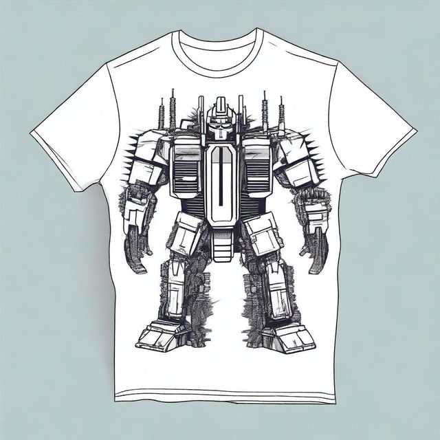 Create a t-shirt design featuring a detailed illustration of a power transformer