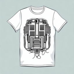 Create a t-shirt design featuring a detailed illustration of an electric power transformer