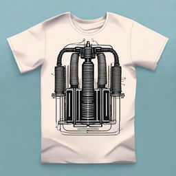 Design a t-shirt featuring a detailed illustration of an electric winding power transformer