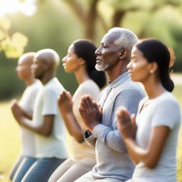 A group of people kneeling in prayer, showing deep reverence and devotion to God