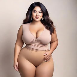 A confident and attractive model with a curvy figure