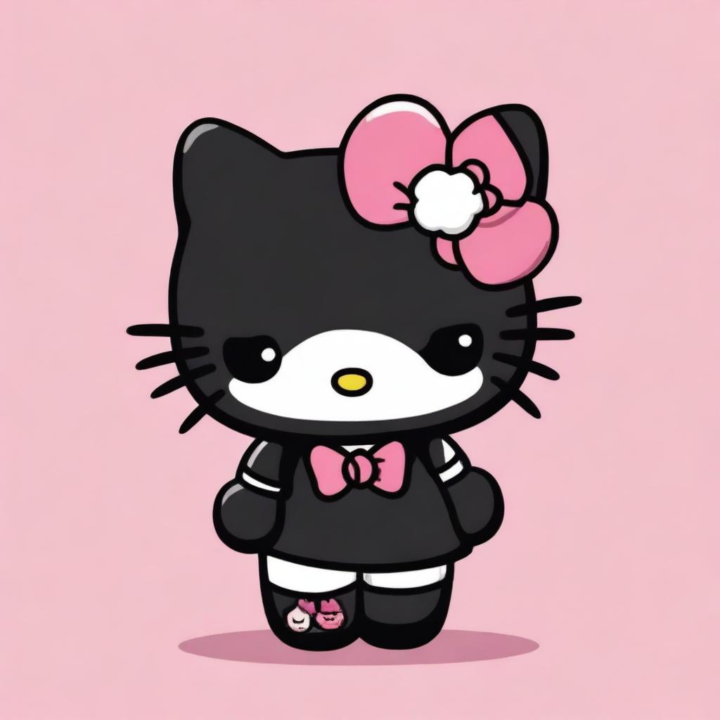 A black Hello Kitty character standing in a cute pose