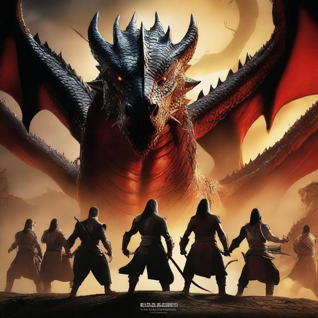 Create a dynamic and epic movie poster titled 'Legendary Dragon Team'