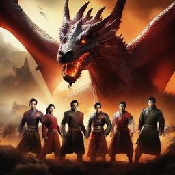 Create a dynamic and epic movie poster titled 'Legendary Dragon Team'